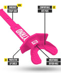 Game Day Ready Dope Football Mouth Guard With Permanent Strap For Adults And Youth Pink with bite pads and oxygen hole.