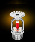 Six Pack Badass Heavy Duty Quick Response Fire Sprinkler Heads With Sixty Eight Degree Activation polished chrome sprinkler head with red glass.