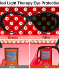 Straight Up Rock Solid Red Light Therapy Glasses And Eye Protection Goggles For 660nm 850nm Nir Block Harsh Glare With Heavy Duty Od3 Plus Lens Keeping Your Peepers Safely Locked During Daily Sessions viewed with red light panel before and after use.