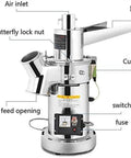 High Speed Electric Grain Grinder Mill For Home And Small Business Use With Stainless Steel Inner Tank And Durable Aluminum Alloy Shell Perfect For Grinding Grains Spices Herbs Dry Cereals And Powders Quickly And Smoothly showing parts labeled