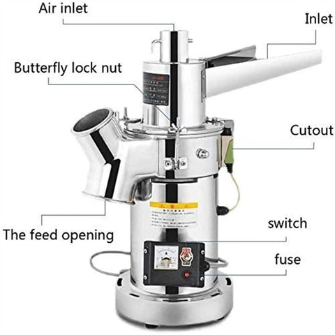 Electric Grain Grinder Mill High Speed Spice Herb Powder Machine For Commercial Use With Stainless Steel Inner Tank and labels