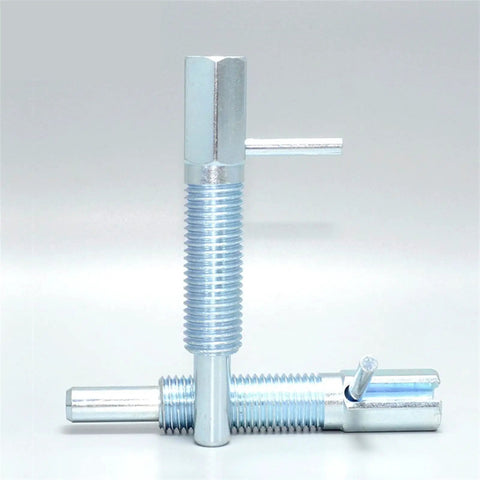 Top Notch Stainless Steel Indexing Plunger Screw Lever Lock Detent Positioner Tool heavy duty spring loaded, showing two metal pieces.