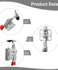 Heavy Duty Quick Release Toggle Clamp Vertical Hand Clip For CNC Woodworking And Metalworking, 27Kg Holding Power, 80mm Horizontal Hinged Clamp, Fast Clamping, Built Tough Metal Construction, Silver Finish, silver toggle clamp detail