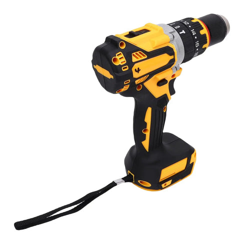 Lightweight Cordless Drill With Variable Speed For Home Repair features a smooth grip, black and yellow design, ideal for drilling wood or plastic.