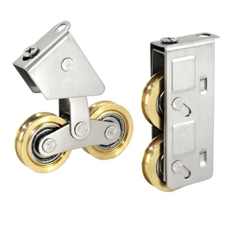 4 Pack Heavy Duty Screen Door Rollers Replacement For Sliding Glass Doors And Windows Stainless Steel Double Roller Track Pulleys with precision bearings.