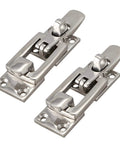 Premium Two Pack 316 Marine Grade Stainless Steel Boat Door Latch Catch And Anti Rattle Fastener Clamp Designed To Hold Tight For Years Of Smooth Sailing And Chill Lake Days Exactly 70mm Size, shown from the front.