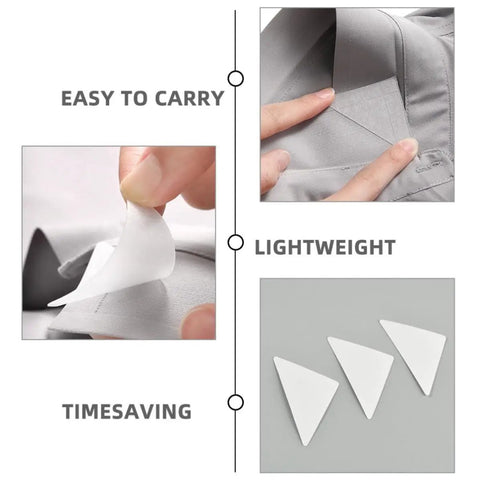 Premium White PVC Adhesive Collar Stays 240 Pack Shirt Collar Protectors for Men Dress Shirts shown in use