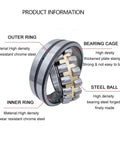 Badass Spherical Roller Bearings With Reliable Self Alignment For Heavy Duty Equipment detailed view showing chrome steel components and design.