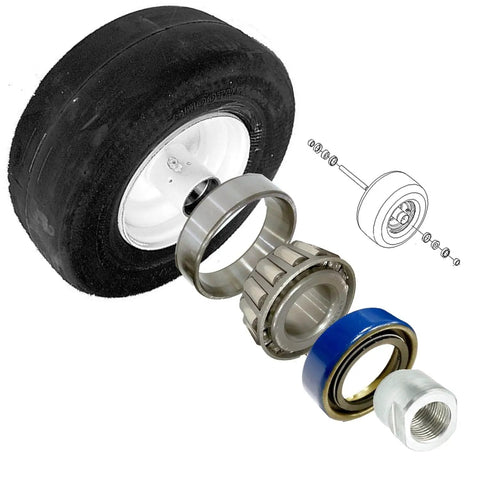 Rock Solid Front Caster Wheel Bearing Kit With Threaded Axle Sleeve For Zero Turn Mowers includes bearings, seals, and components.