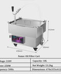 KYTGFH Commercial Deep Fryer Oil Filter Machine 250W Pump High Efficiency Filtration For Restaurants And Kitchens, 18L capacity.
