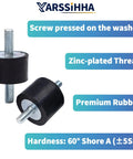 Rock Hard M8 Anti Vibration Rubber Isolator Mounts 4 Pack Beefy Shock Absorbers with zinc-plated threads and rubber body.