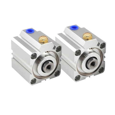 Compact Single Acting Pneumatic Air Cylinder Featuring An 80 Millimeter Bore And 10 Millimeter Stroke for industrial automation tasks, showing two cylinders.