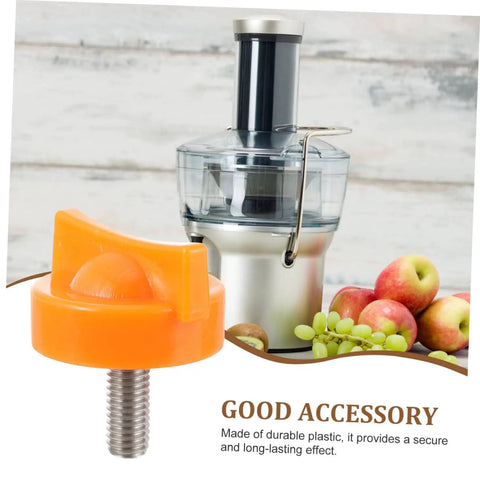 Locking Squeezer Screw for Citrus Juicer Replacement Part shown with juicer, made of lightweight plastic, for easy juice extraction.