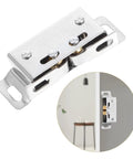 Close-up of Closet Door Ball Catch Kit With Adjustable Tension 10 Pairs Stainless Steel installed on door