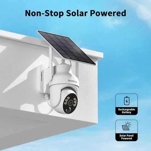2K Solar Security Cameras Outdoor Wireless 2 Pack With 360 Degree Pan Tilt, Color Night Vision installed on wall