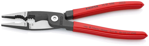 Electrical Installation Pliers 6 In 1 Multi Function Tool With Red Plastic Coated Handles And Black Atramentized Finish, Awesome For DIY And Pro