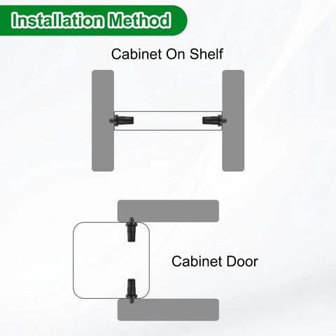 Installation diagram for 40 Pack Straight Up Shutter Repair Pins with Tough Spring Loaded Heads for cabinet doors and shelves.
