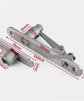 Heavy Duty Two Pack Door Pivot Hinges With Slick Invisible Hidden Design And Dead On Auto Soft Close Mechanics For Game Changing Up Down Cabinet Alignments, stainless steel construction with measurements.