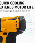 Smooth Operator Cordless Pop Rivet Gun With Brushless Motor Works With 20 Volt Batteries showing cooling system for motor protection.