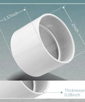 Angled front view of a white 2-inch PVC stop coupling fitting for a central vacuum system.