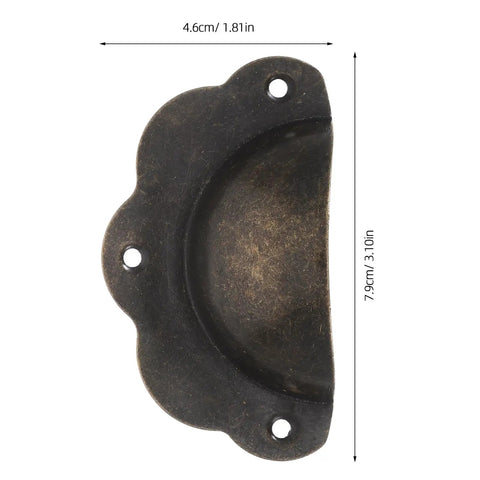 Super Sturdy Vintage Bronze Shell Cup Pulls For Cabinets And Drawers Dead Simple Install Iron Hardware Set, 4.6cm x 7.9cm