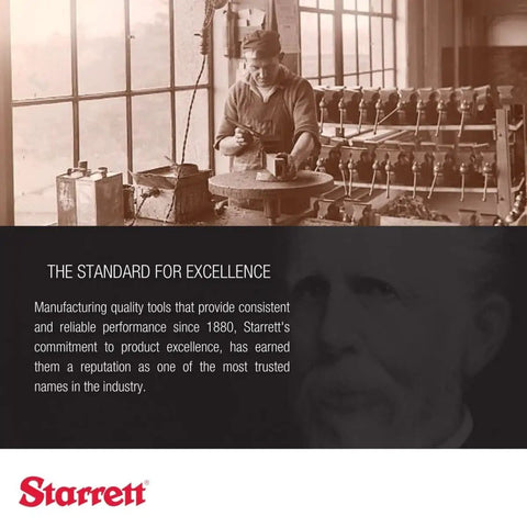 A historic workshop with a craftsman at a lathe, highlighting the legacy of Starrett's tool manufacturing excellence.