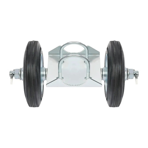 Heavy Duty Sliding Gate Rollers With 600 Pound Capacity Featuring Dual Wheel Pipe Track Setup Rust Resistant Galvanized Build And Included Latch For Smooth No Fuss Driveway Gate Projects - front view