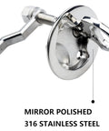 Rock Solid 316 Stainless Steel Marine Cam Hatch Latches With Smooth Flush Pull Handles showing mirror-polished surface detail.