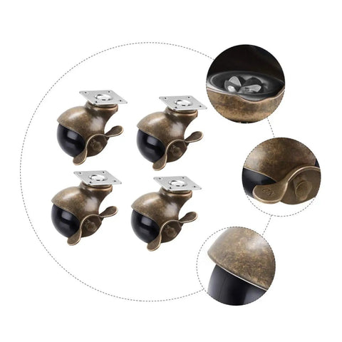 Retro Brass Plate Casters 2 Inch Heavy Duty Furniture Wheels 4 Pack Badass Universal Swivel Roller Set For Mobile Cabinets And Studio Gear No Sweat Quick Setup with comprehensive design views.