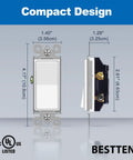 30 Pack Three Way Decorator Light Switches, 15 Amp 120 Volt 277 Volt, On Off Paddle Rocker Interrupter, UL Listed
