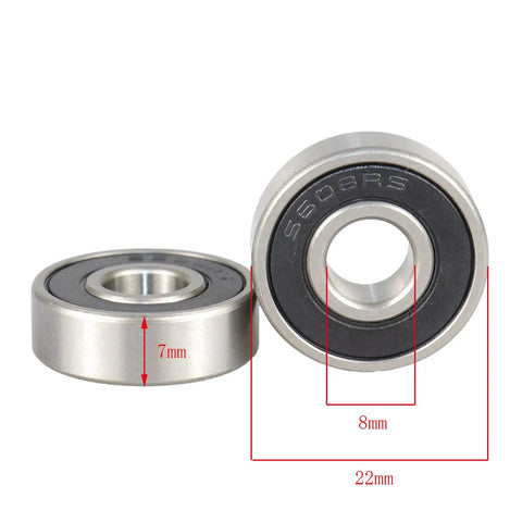 S608 2RS Precision Ball Bearings Stainless Steel ABEC 5 Rated Dual Rubber Sealed with dimensions 7mm, 8mm, and 22mm for Dremel tools.