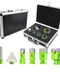 Diamond Core Drill Bits Set For Porcelain Ceramic Tile Granite Marble Pro Grade 20mm 25mm 35mm Kit in case with six pieces