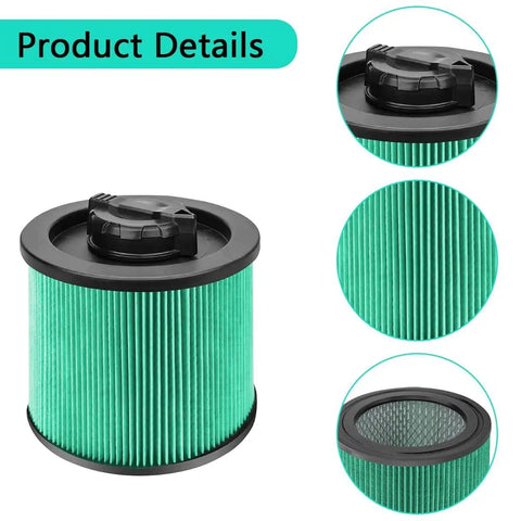 HEPA Cartridge Filter Replacement For DEWALT 4 Gallon Wet Dry Vacuums DXV Series DXVC4003 Washable Reusable Close-up Top View