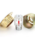 Concealed Ceiling Fire Sprinkler Heads 4 Pack With Matching Cover Plates For No Sweat Setup Heavy Duty Heat Sensing Automatic Suppression Strong Shield For Commercial Buildings, components include brass nut and silver sprinkler with glass bulb.