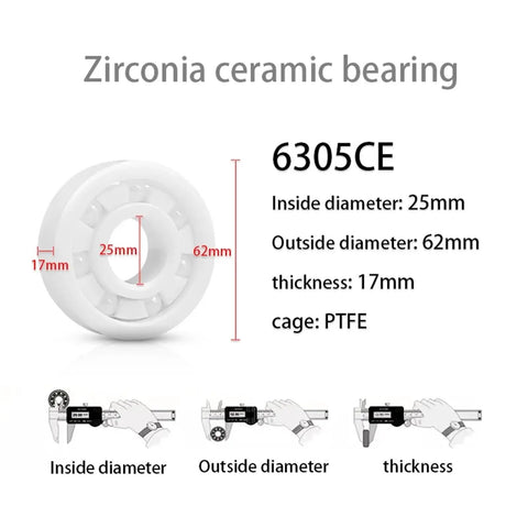 Premium Heavy Duty Full Zirconia Ceramic Deep Groove Ball Bearing 6312Ce 60X130X31Mm Five Pack Rolls 6305CE dimensions shown