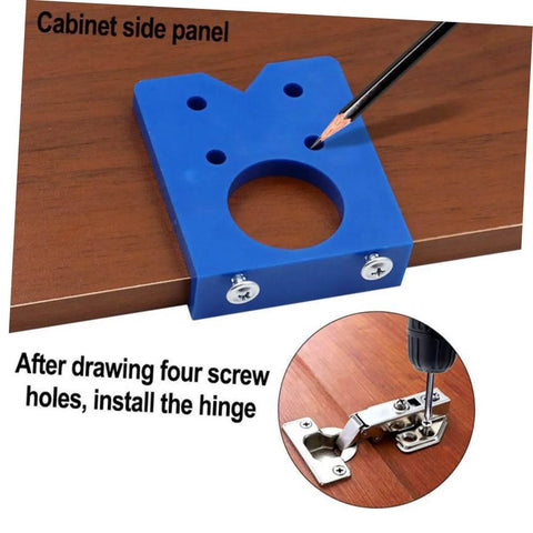 Effortless Concealed Hinge Hole Drilling Kit For Woodworking With 35mm Drill Bit Positioner And Precision Hole Puncher template use on wood