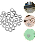 Heavy Duty Stainless Steel Eyeglass Hinge Shims Provide Dead Nuts Secure Support For Rimless Glasses Repair Hassle Free Screw Washers showing multiple metal shim rings.