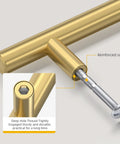 Close-up of 30 Pack Three Inch Hole Center Brushed Gold Stainless Steel Cabinet Handles highlighting reinforced screw detail.