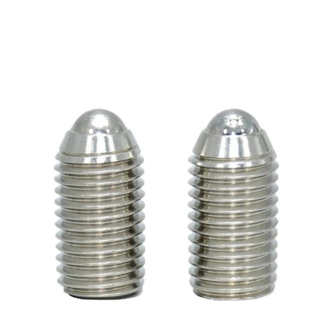 Two Top Shelf Stainless Steel Spring Ball Plunger Bolts featuring internal hex roller threads, 10 pack M16 x 40mm length.