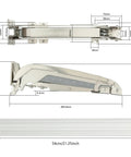 Rock Solid Heavy Duty Cabinet Door Mount Lateral Opening Hinge Set dimensions and details for installation on gates and furniture.