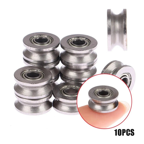 10 Pack V624ZZ V Groove Sealed Ball Bearing Track Rollers in silver, showing precision-crafted wheels for sliding doors.