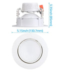 4 Inch Retrofit LED Gimbal Recessed Light Pack Of Four Dimmable Adjustable Downlight With Swivel Eyeball, 3000K Warm White, side view measurements