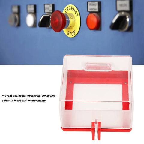 Emergency Stop Button Cover Lockout Box Type Transparent Push Button Switch Protector, rugged PC plastic, prevents misoperation.