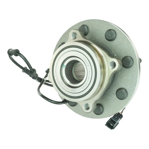 Front Wheel Bearing And Hub Assembly Set For Driver And Passenger Side showing cleaned metal component and wiring for installation.
