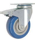 Swivel Plate Caster Wheels Set 2 Inch Blue Polyurethane Casters With Brakes Total Locking Brake Locks Wheel And Swivel