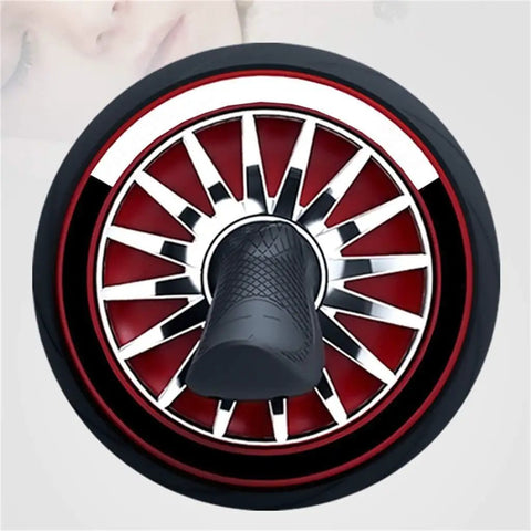 Close-up of Heavy Duty Solid Steel Ab Roller Wheel Core Training Equipment Silent Glide Rolling Non Slip Handles.