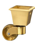 Heavy Duty Solid Brass Caster Wheels For Furniture With 32Mm Square Cup Mount And 360 Degree Swivel Base showing a close-up view of the square cup mount.
