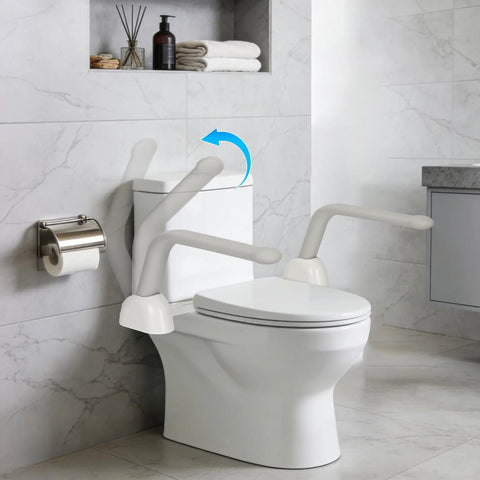 Toilet Safety Rails For Seniors Featuring Sturdy Grab Bars And No Sweat Install For Handicap Bathroom Aid And Reliable Standing Support Without Any Fuss Or Delay with adjustable arms