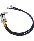 Commercial Grade Barbershop Shampoo Basin Faucet Mixing Valve with flexible black hose for salon use.