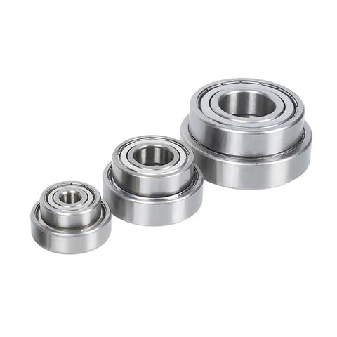 Heavy Duty One Piece Stainless Steel Miniature Deep Groove Ball Bearing Delivering Zero Drag Operation With Tight Factory Specs And Grease Monkey Approved Durability - three sizes displayed.
